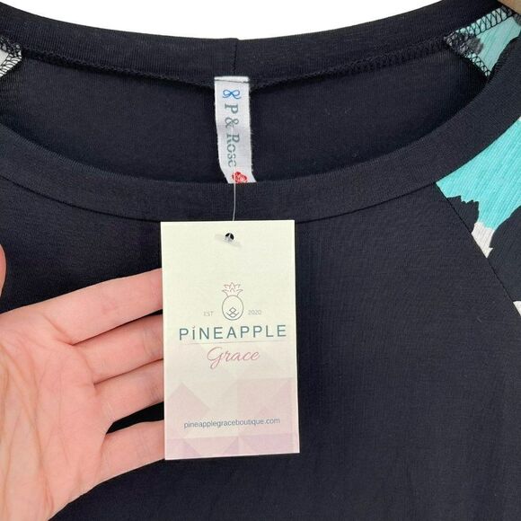 P & Rose Leopard Print Top Black Women Small T1219 - Picture 6 of 10